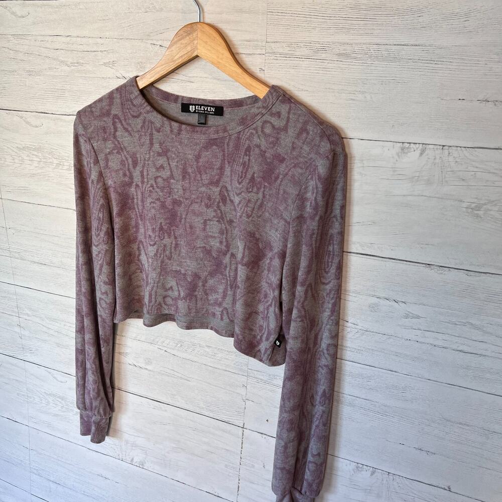 EleVen by Venus Williams Top Womens Size Small Purple and Gray Marbled Cropped - Picture 4 of 16